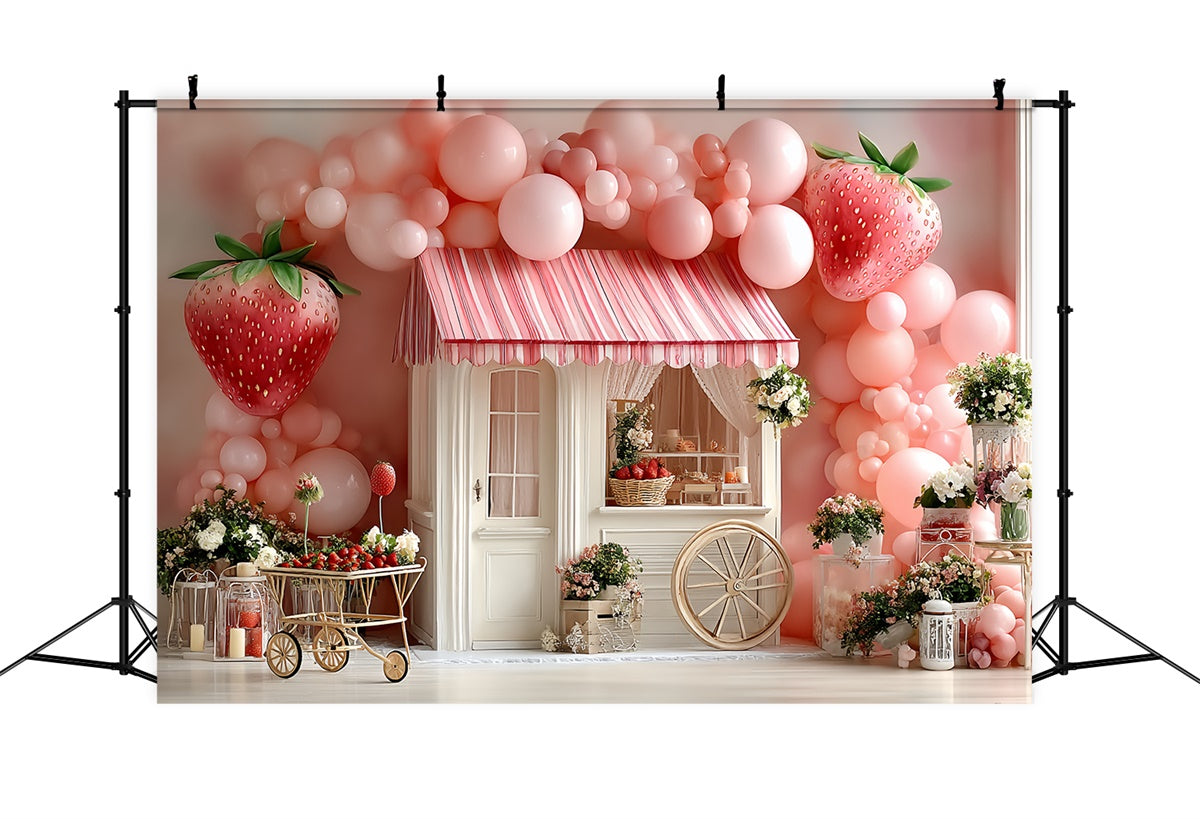 Erdbeer-Hintergrund Ballon-Erdbeer-Häuschen-Hintergrund CSH5-303