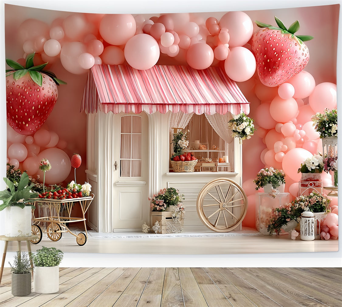 Erdbeer-Hintergrund Ballon-Erdbeer-Häuschen-Hintergrund CSH5-303