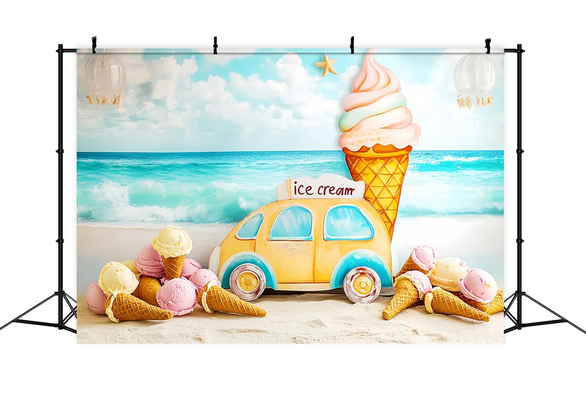 Sommer Strand Backdrop Seaside Ice Cream Dreams Kinder Backdrop CSH5-305