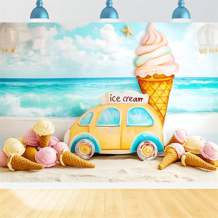 Sommer Strand Backdrop Seaside Ice Cream Dreams Kinder Backdrop CSH5-305