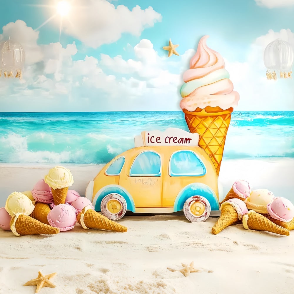 Sommer Strand Backdrop Seaside Ice Cream Dreams Kinder Backdrop CSH5-305