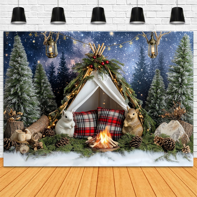 Weihnachten Backdrop Starry Woodland Camp Kinder Fotohintergrund CSH5-306