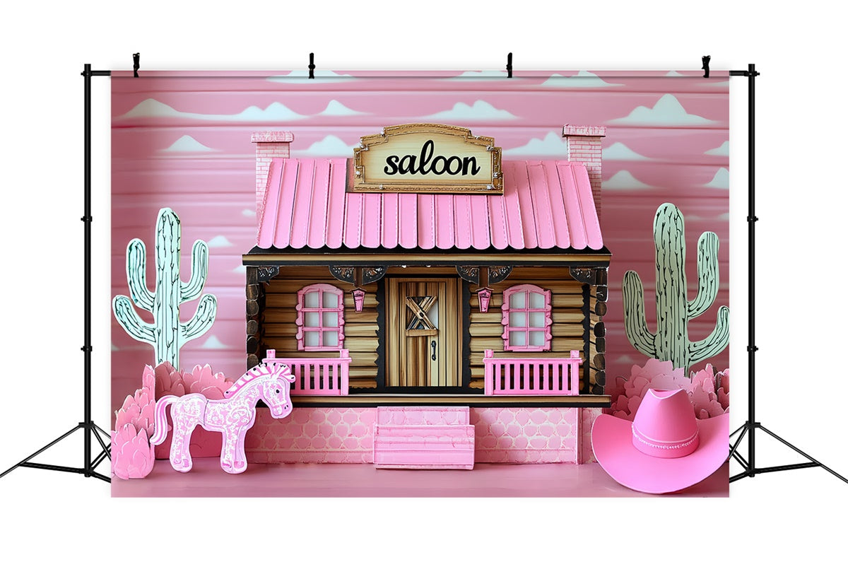 Cowgirl Backdrop Ideen Rosa Rodeo Saloon Kinder Backdrop CSH5-314