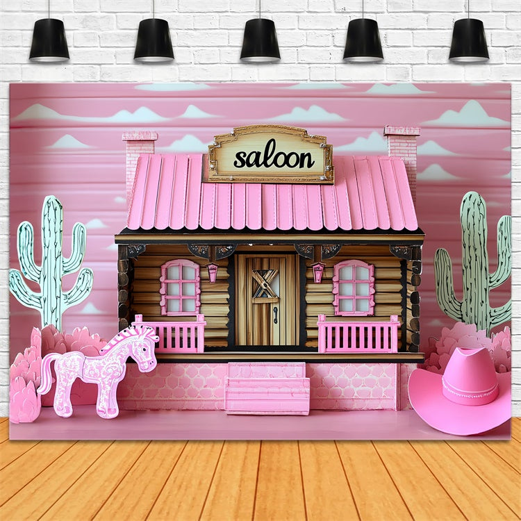 Cowgirl Backdrop Ideen Rosa Rodeo Saloon Kinder Backdrop CSH5-314