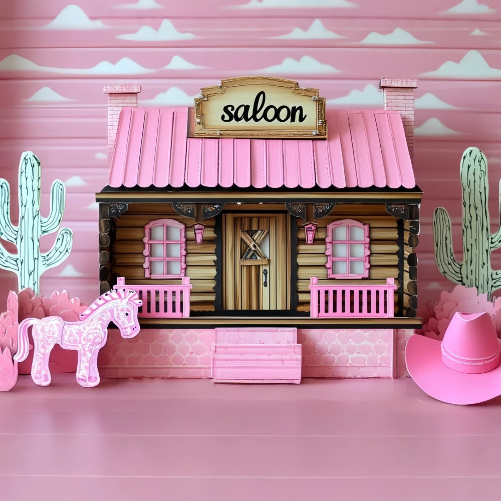 Cowgirl Backdrop Ideen Rosa Rodeo Saloon Kinder Backdrop CSH5-314