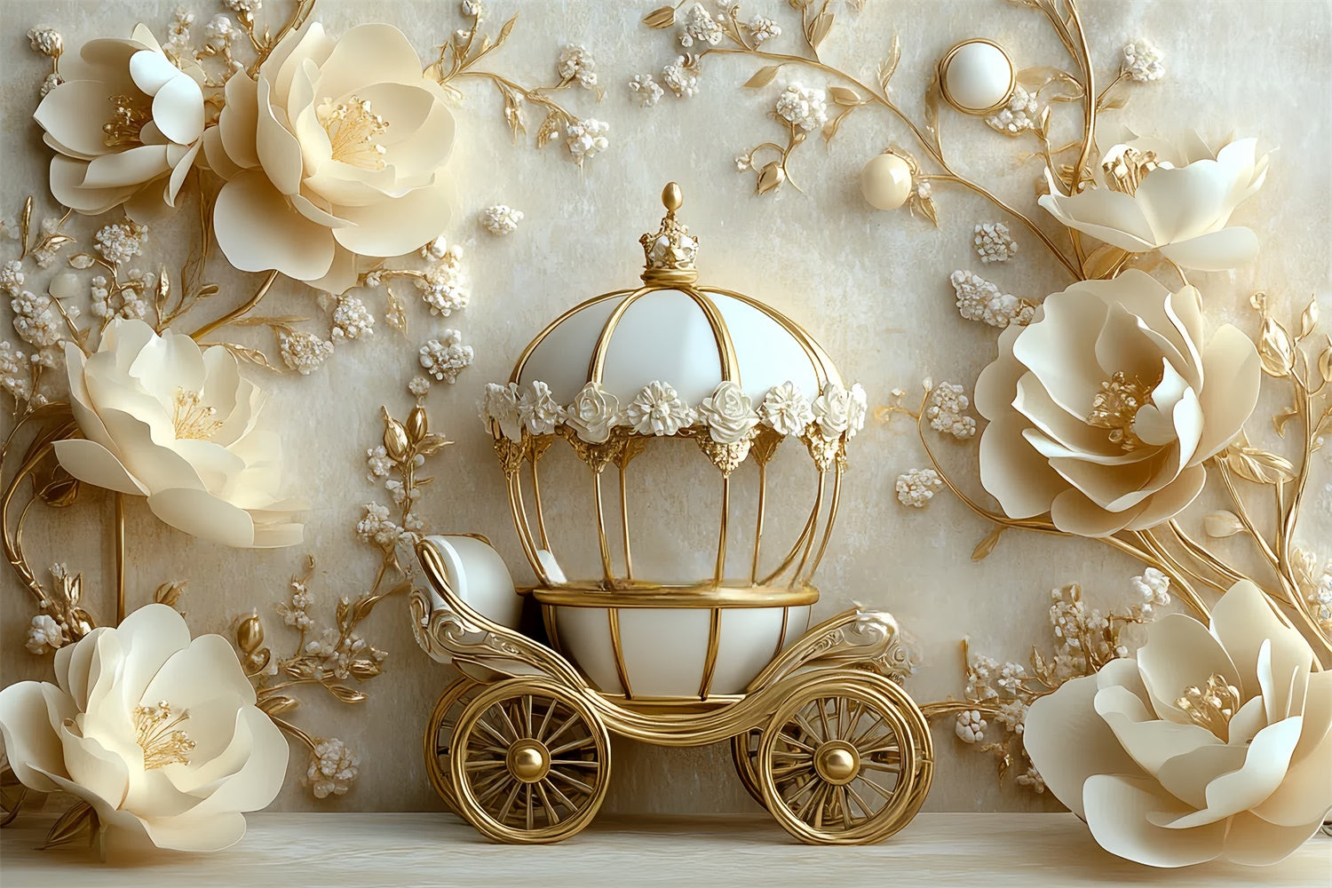 Neugeborenen-Fotohintergrund Elfenbein Floral Märchenhaft Hintergrund CSH5-327