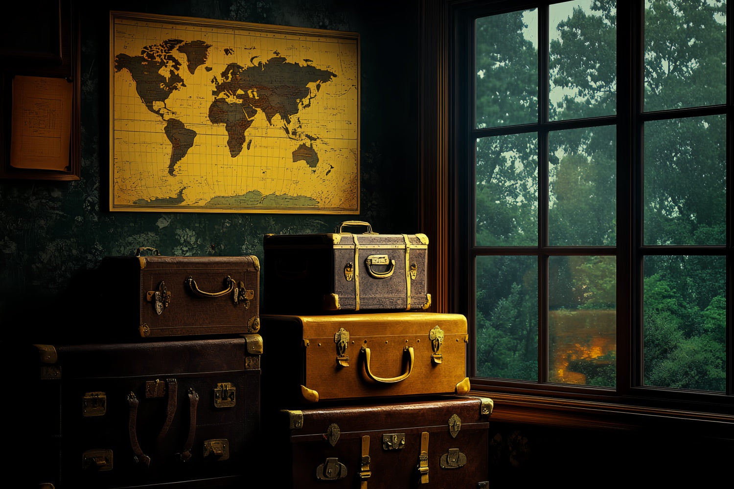 Backdrop Vatertag Vintage Koffer Fenster Hintergrund CSH5-60