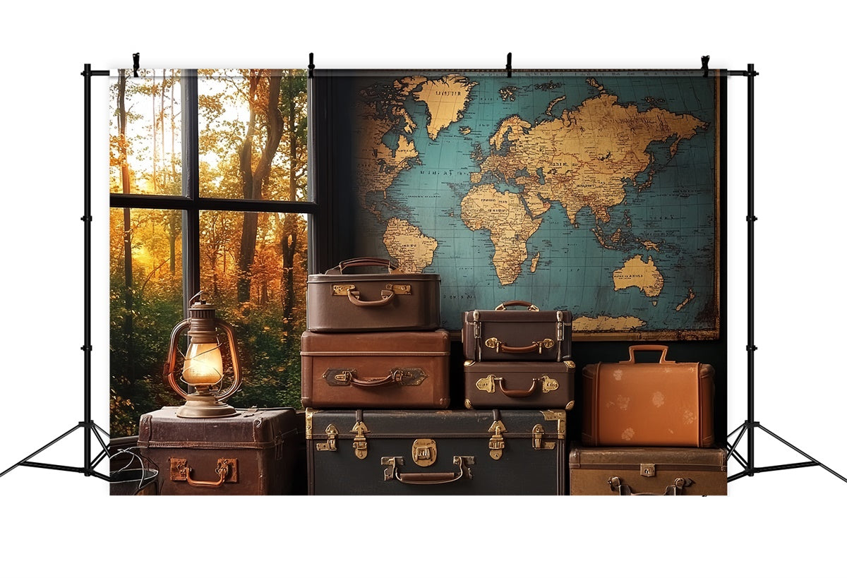 Vatertag Backdrop Koffer Alte Weltkarte Backdrop CSH5-61