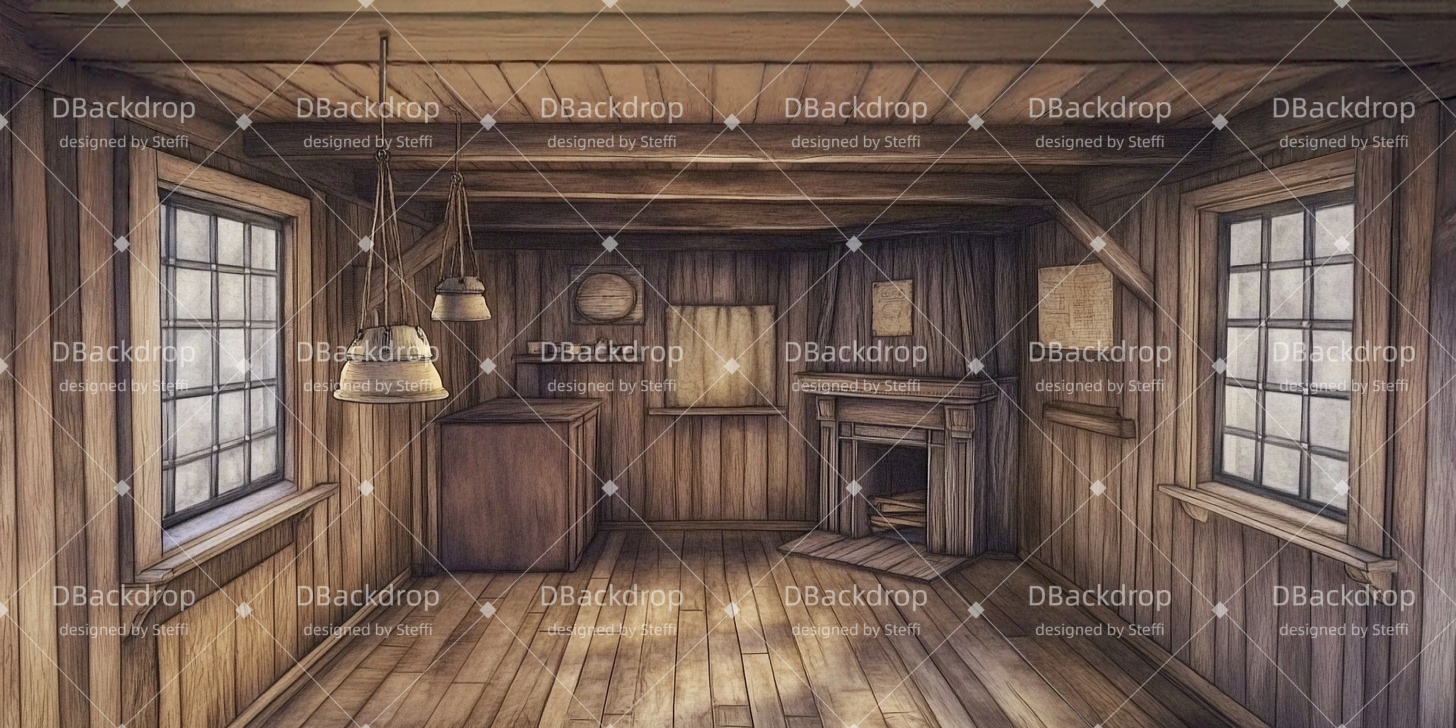 Vorhang Theater Cottage-Innenraum Theater Vorhänge CSH510-T73