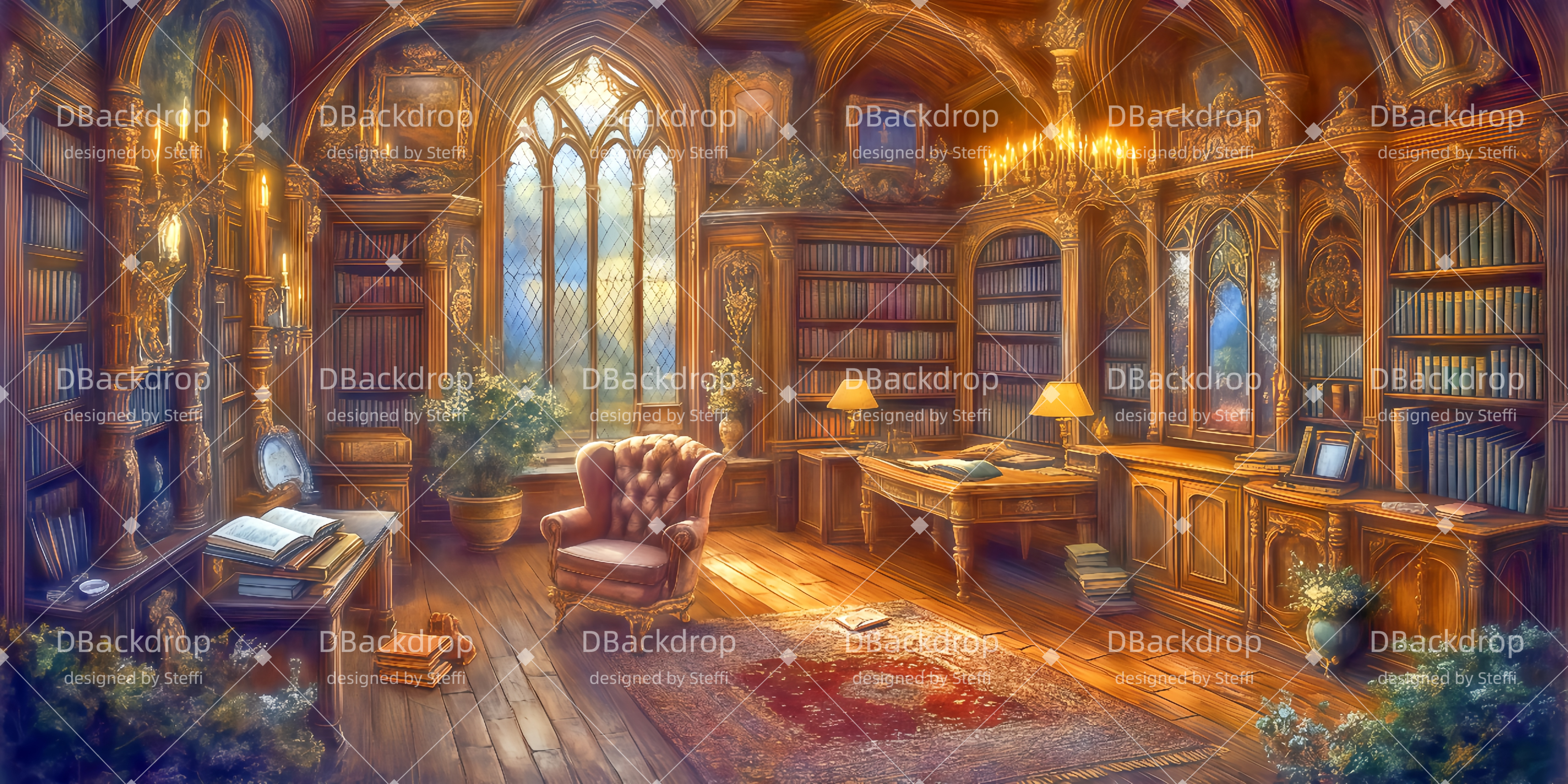 Hintergrund Theater Vorhang Gemütliches Arbeitszimmer Theater Backdrop CSH510-T79