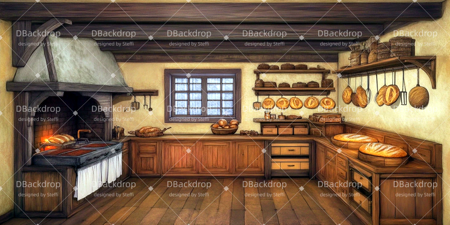 Vorhang Theater Bäckerei-Innenraum Backdrop Theater CSH511-T72