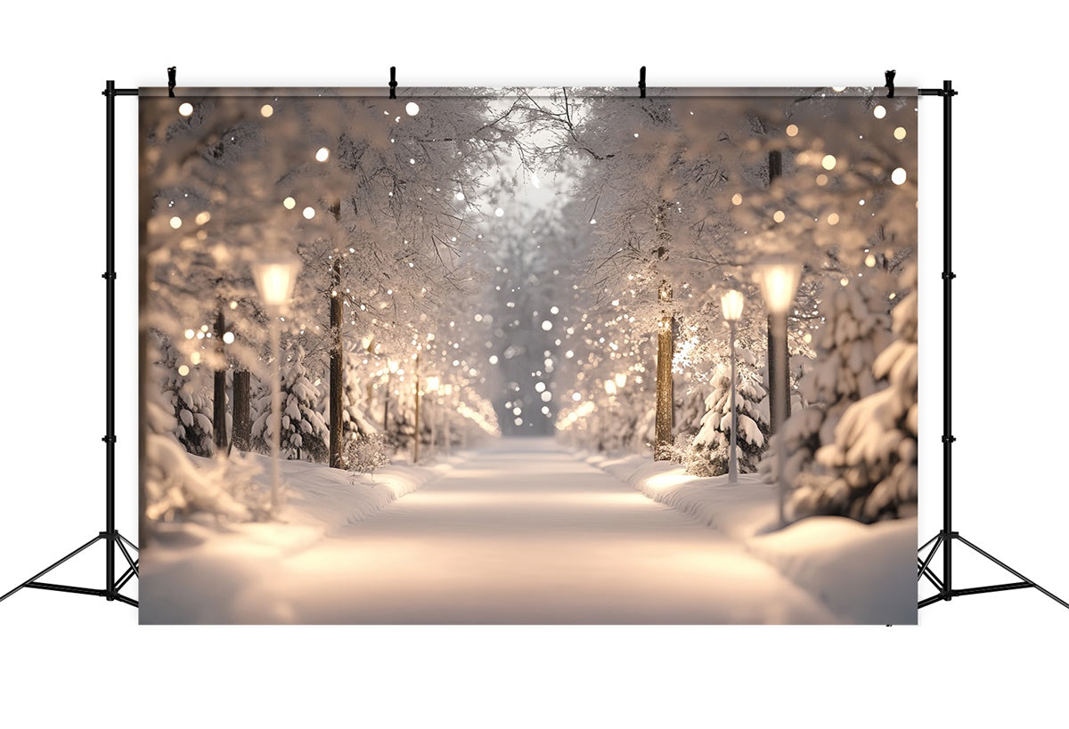 Verschneiter Wald Backdrop Winterlichter Wunderland Fotohintergrund CSH57-154