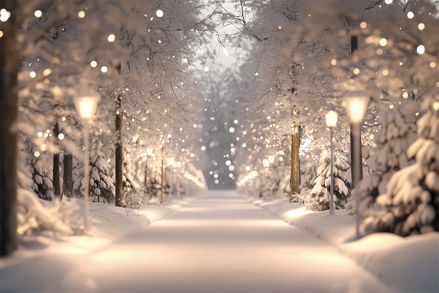 Verschneiter Wald Backdrop Winterlichter Wunderland Fotohintergrund CSH57-154