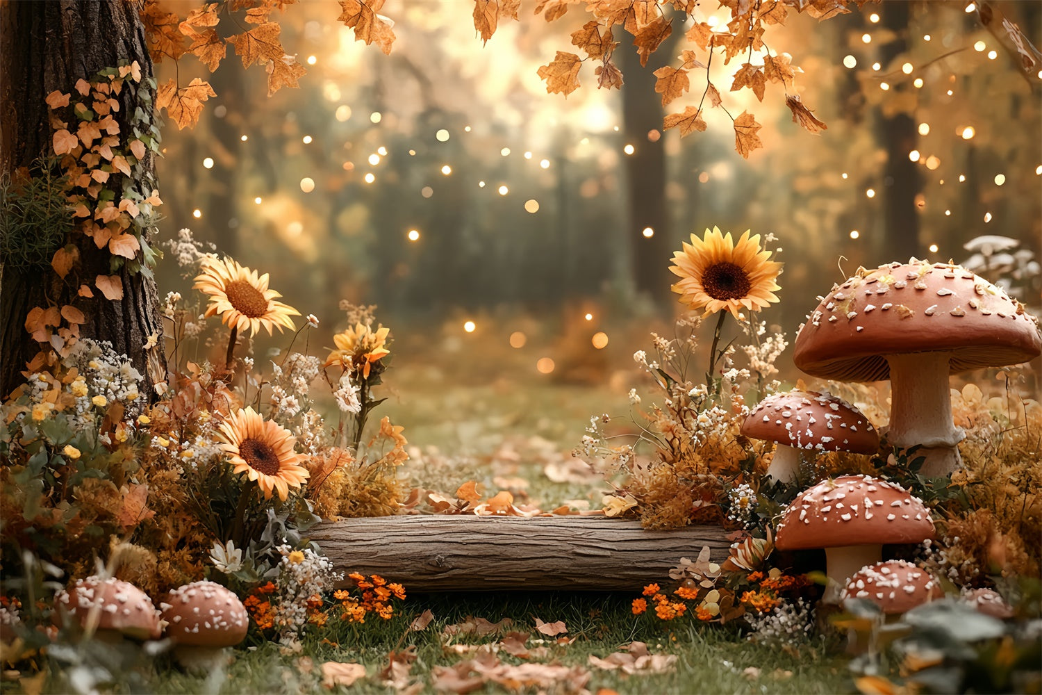 Herbst Wald Backdrop Sonnenblumen Wald Nook Fotohintergrund CSH57-156