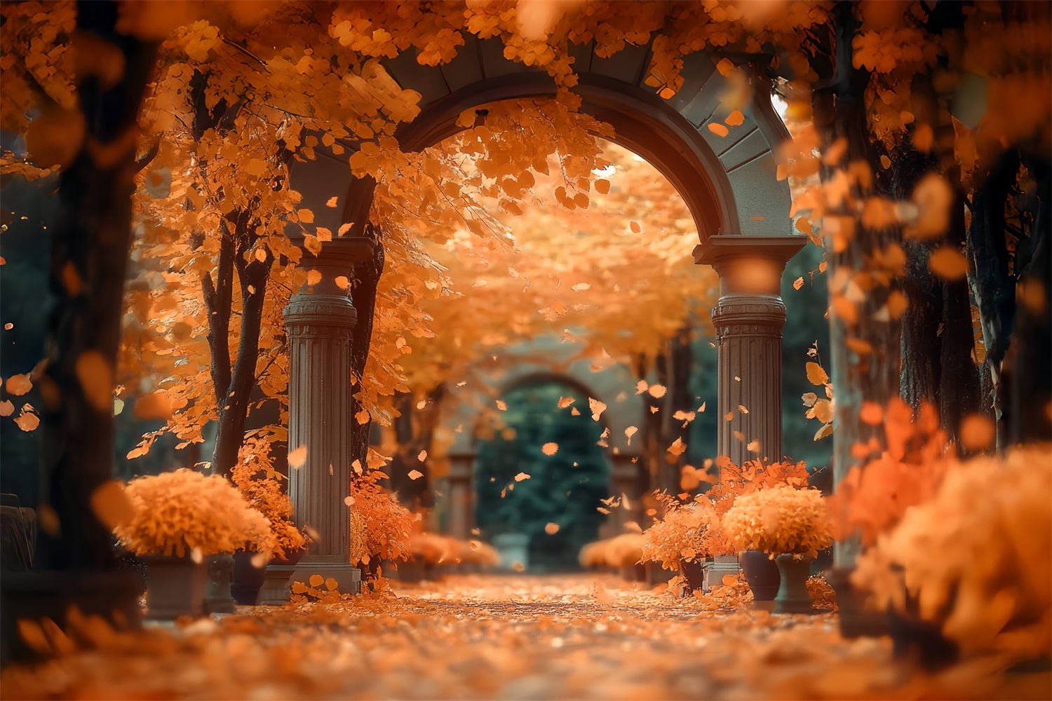 Herbst Wald Backdrop Sonnenuntergang Ahorn Passage Fotohintergrund CSH57-157