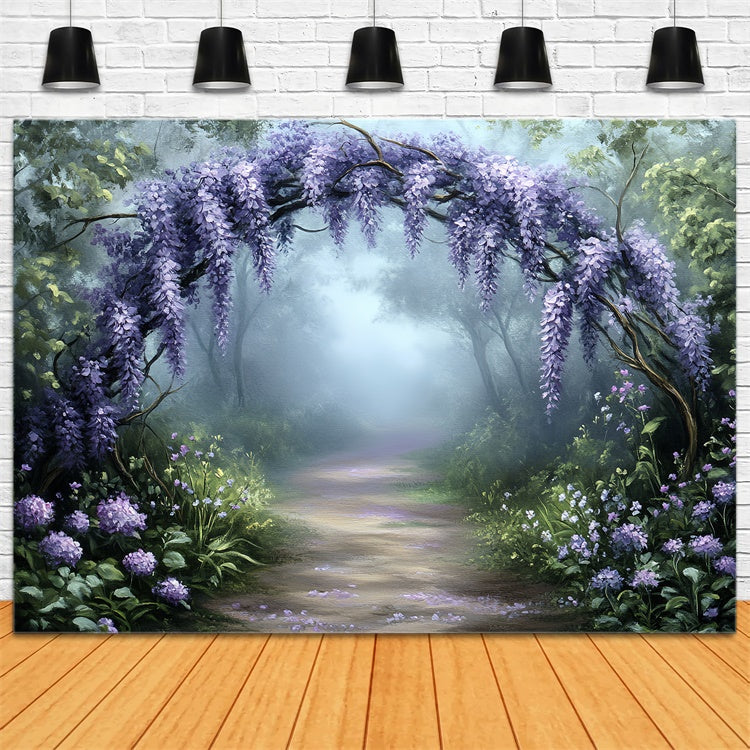 Wald Backdrop Fotografie Lavendel Torbogen Pfad Fotohintergrund CSH57-161
