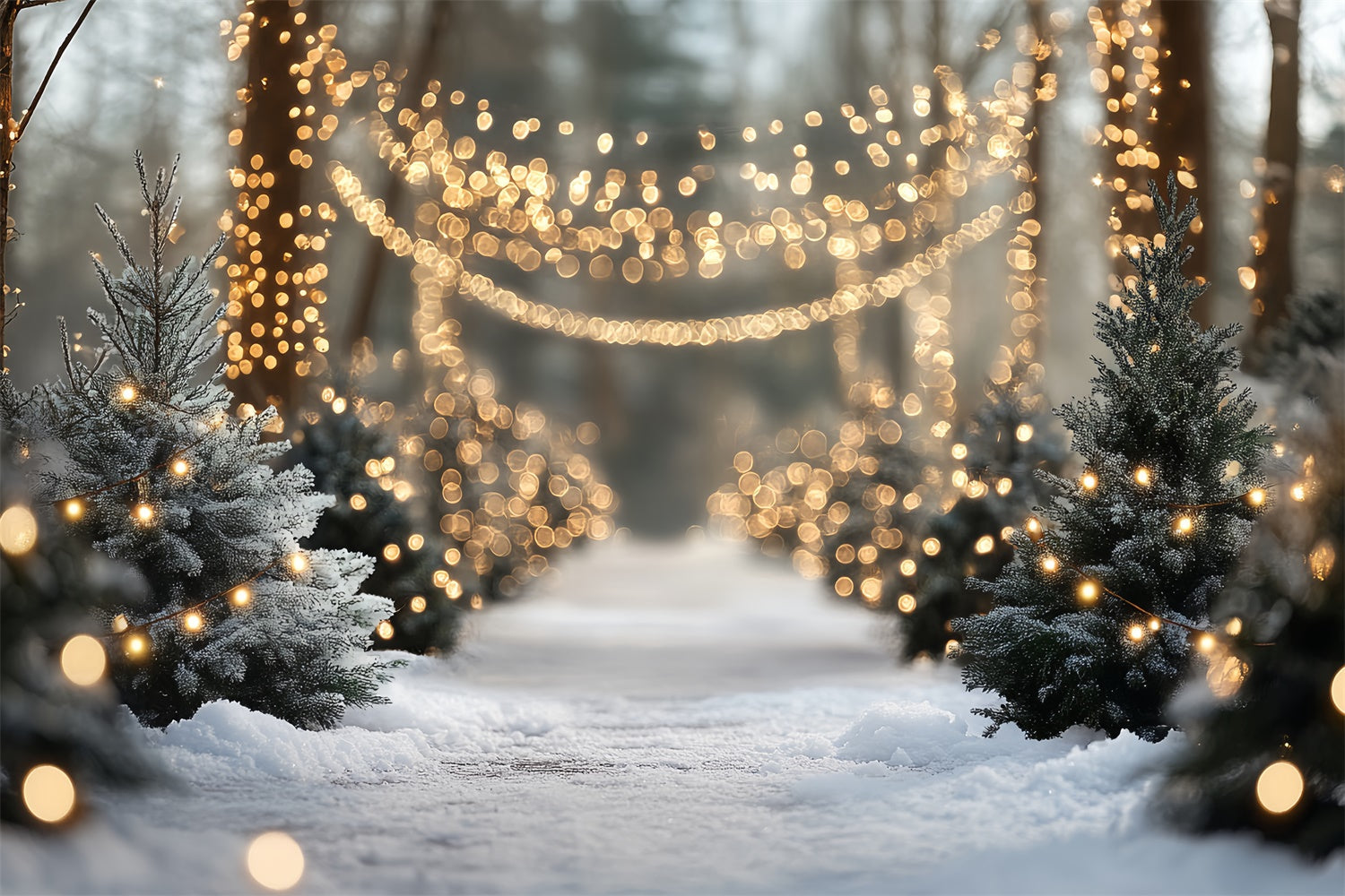 Schnee Wald Backdrop Sparkle Winter Walk Fotohintergrund CSH57-169