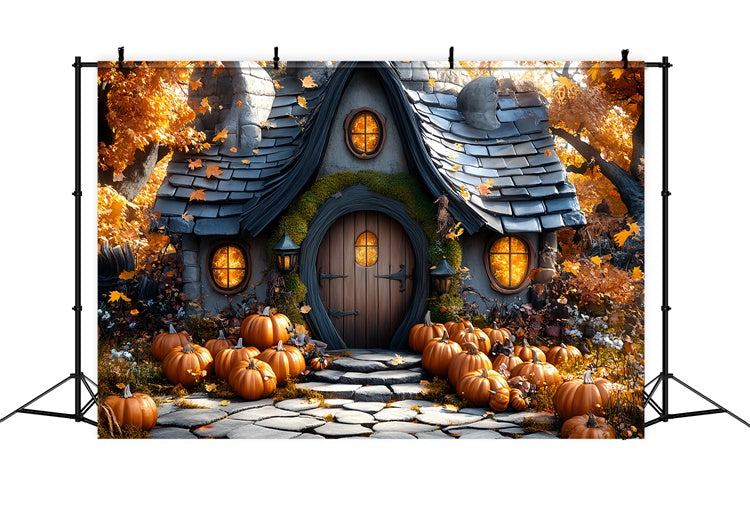 Herbst-Fotokulisse Whimsical Kürbis Haus Kulisse CSH57-192