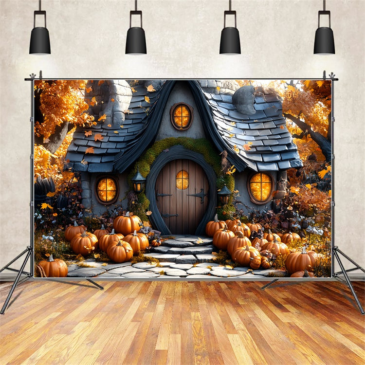 Herbst-Fotokulisse Whimsical Kürbis Haus Kulisse CSH57-192