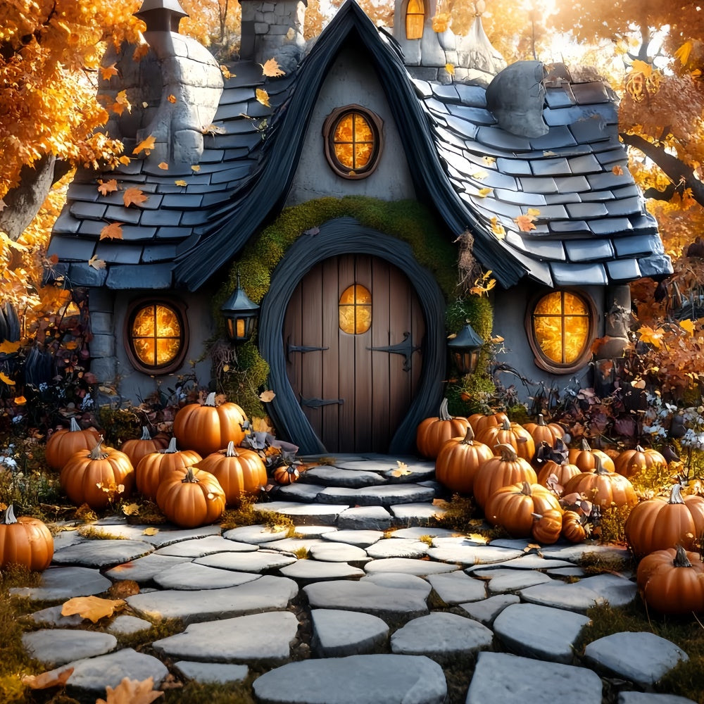 Herbst-Fotokulisse Whimsical Kürbis Haus Kulisse CSH57-192
