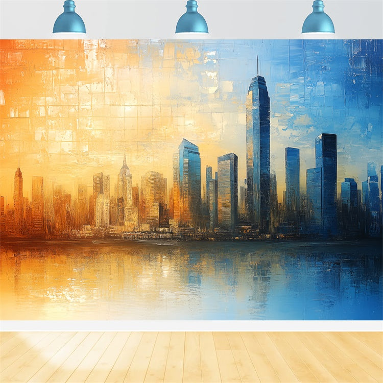 Künstlerische Backdrop City Reflections Glow Stoff Fotohintergrund CSH57-254