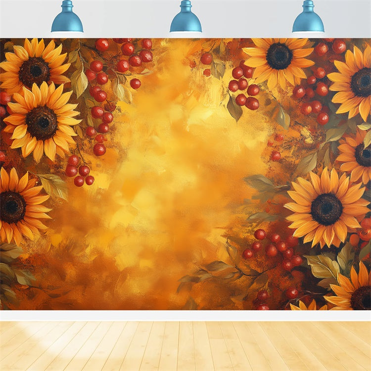 Malerei Backdrops Ernte Sonnenblumen Freude Video Fotohintergrund CSH57-258