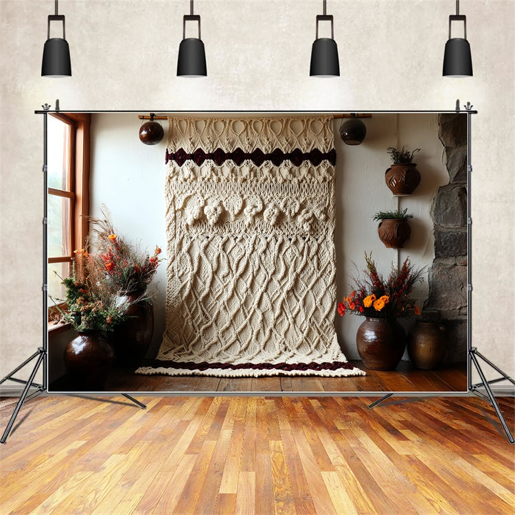 Boho-Fotohintergrund Gemütlich gestrickt Rustikaler Chic Foto Hintergrund CSH57-291