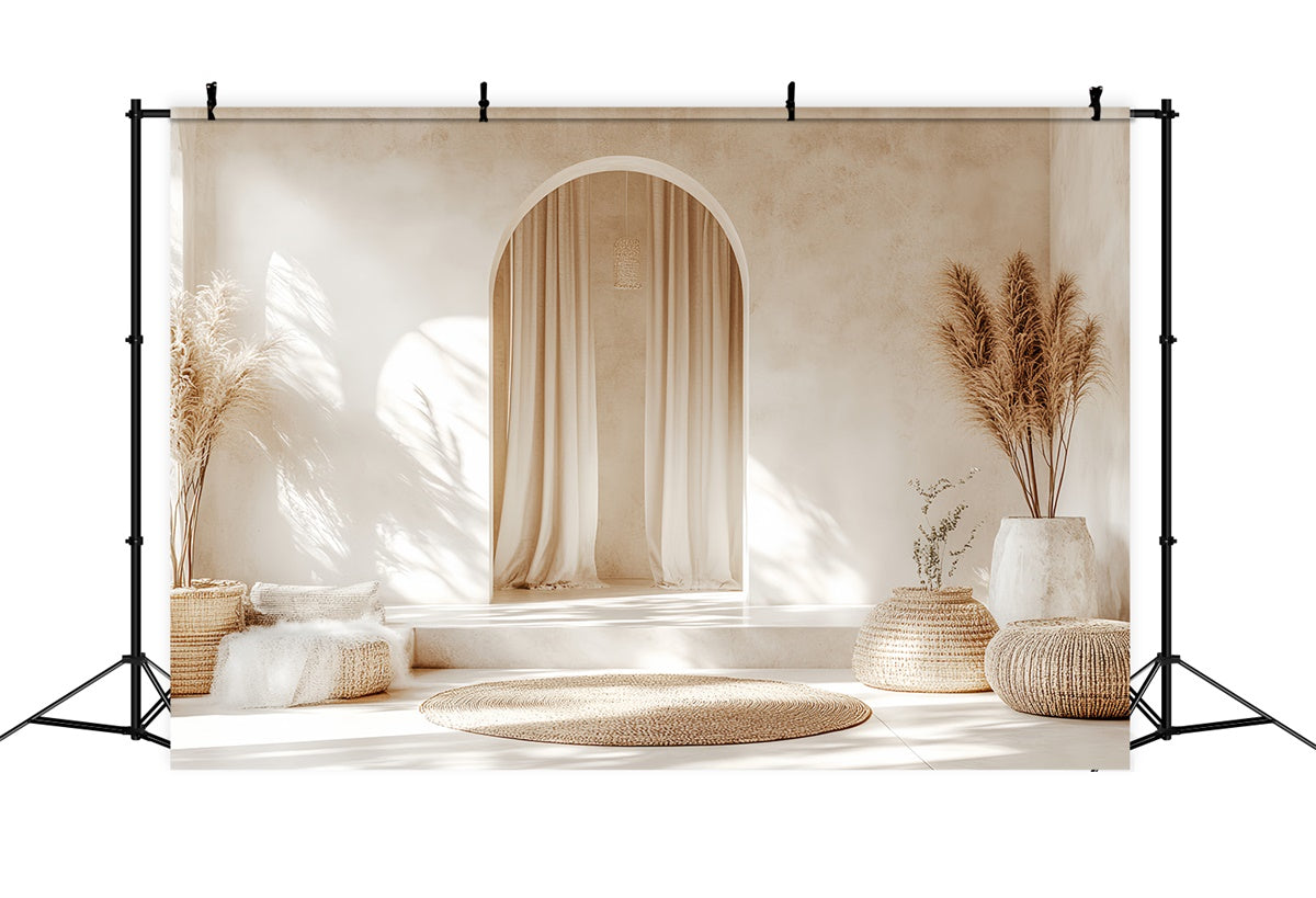 Boho Backdrop Minimal Arch Pampas Serenity Foto Hintergrund CSH57-292