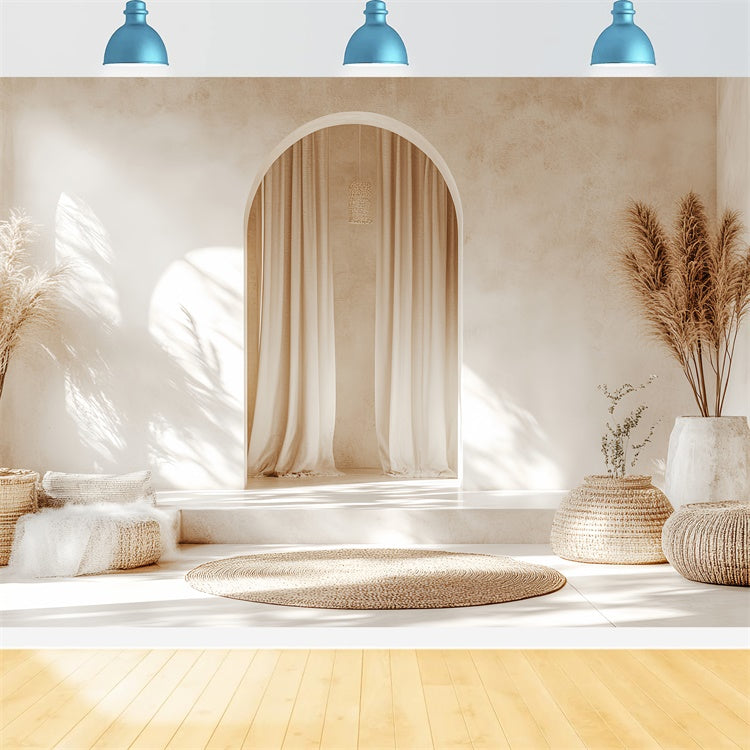Boho Backdrop Minimal Arch Pampas Serenity Foto Hintergrund CSH57-292