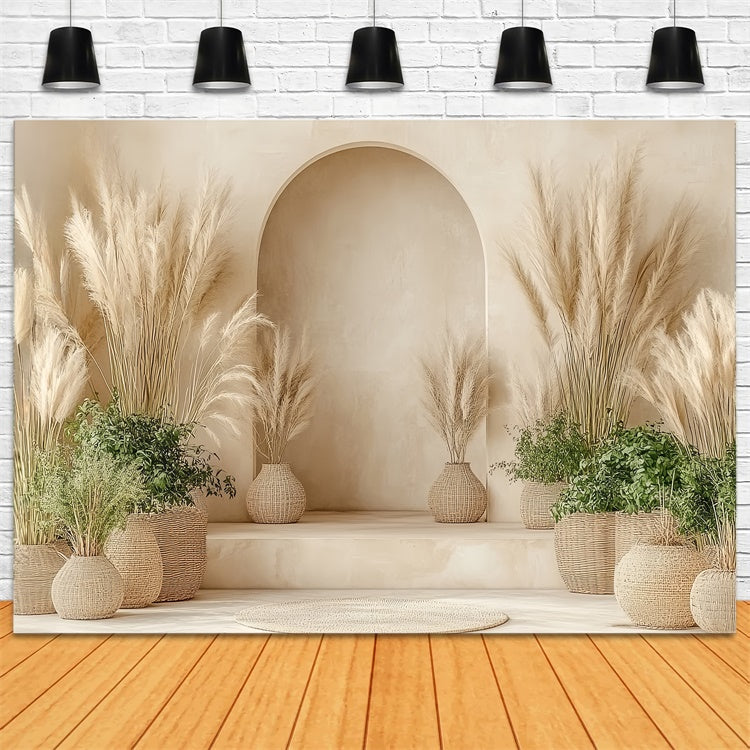Bohemian Backdrop Natürliche Harmonie Getrocknetes Gras Foto Hintergrund CSH57-293