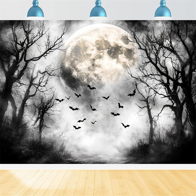 Wald-Hintergrundkulisse Nächtlicher Flug Mond Halloween-Hintergrundkulisse CSH57-68