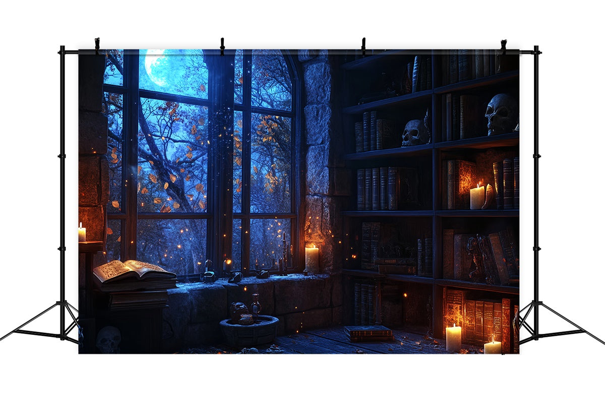 Halloween Backdrop Blauer Mond Bibliothek Glühen Backdrop CSH57-74
