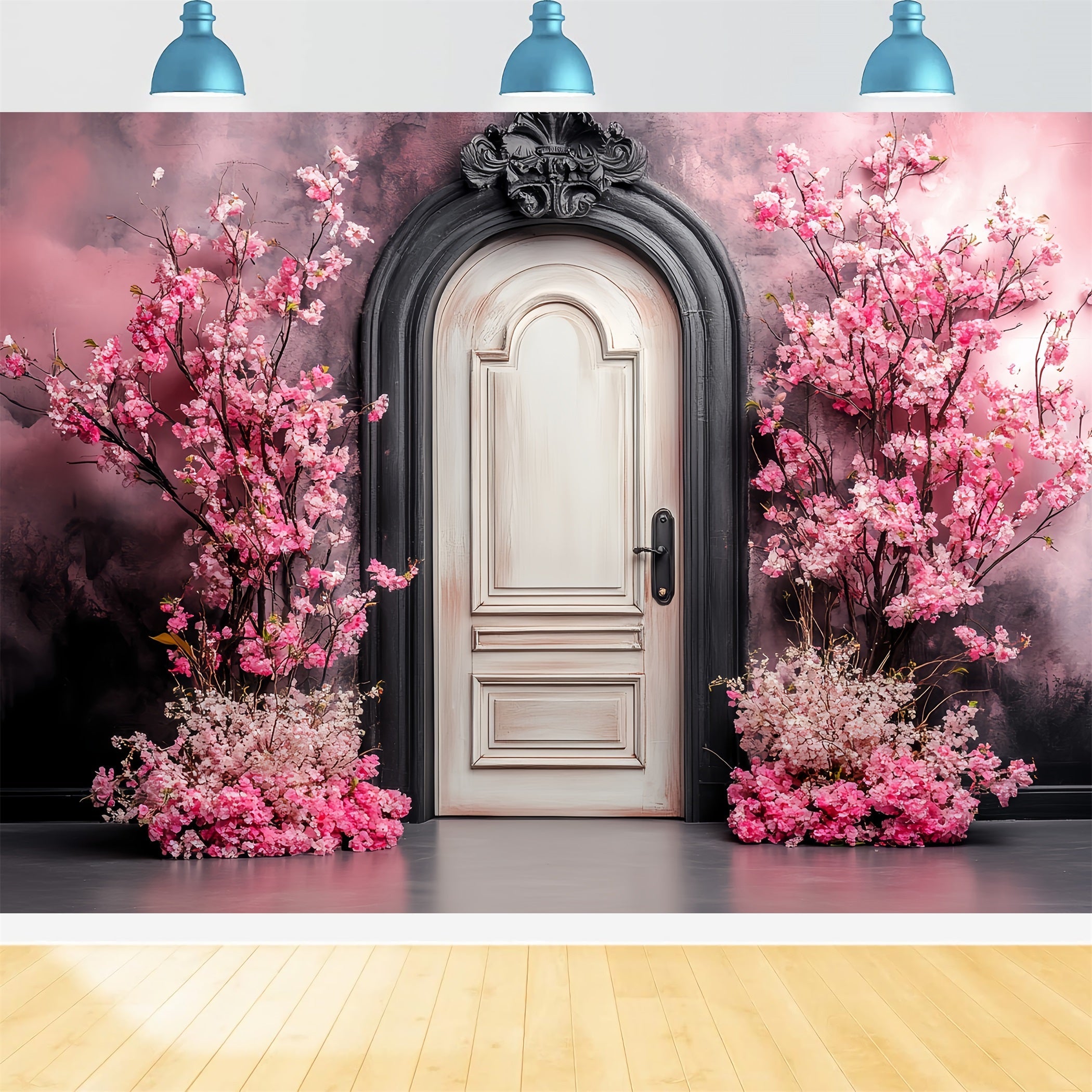 Kirschblüten-Foto Hintergrund Ornate Door Blossom Arrangement Flower Studio Hintergrund CSH58-105