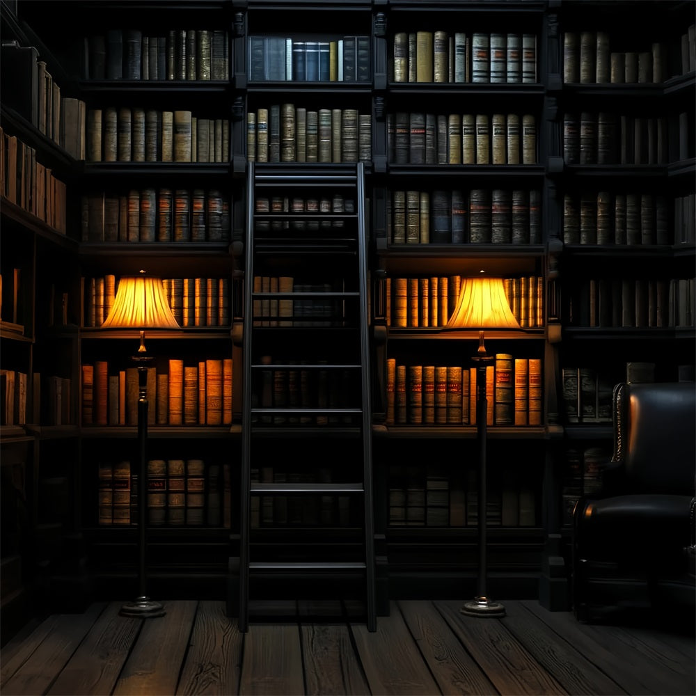 Bibliothek Studio Hintergrund Bibliothek Leiter Warme Lichter Back to School Foto Hintergrund CSH58-111