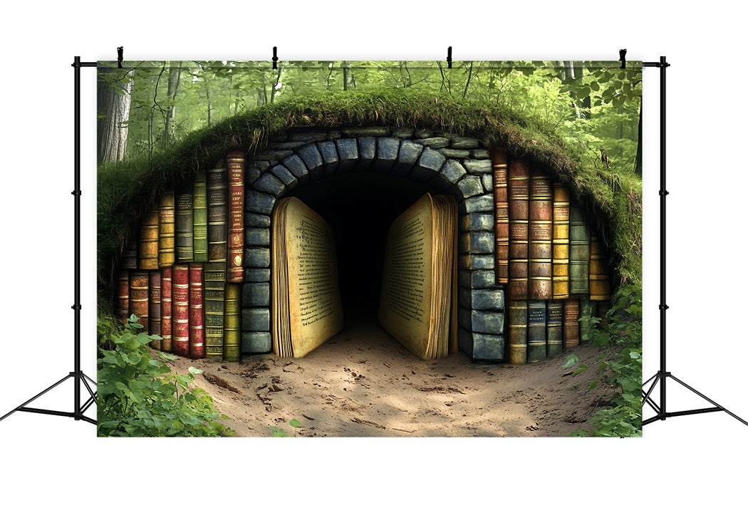 BuchFoto Hintergrund Waldtunnel Antike Seiten zurück zu Schule Hintergründe CSH58-113