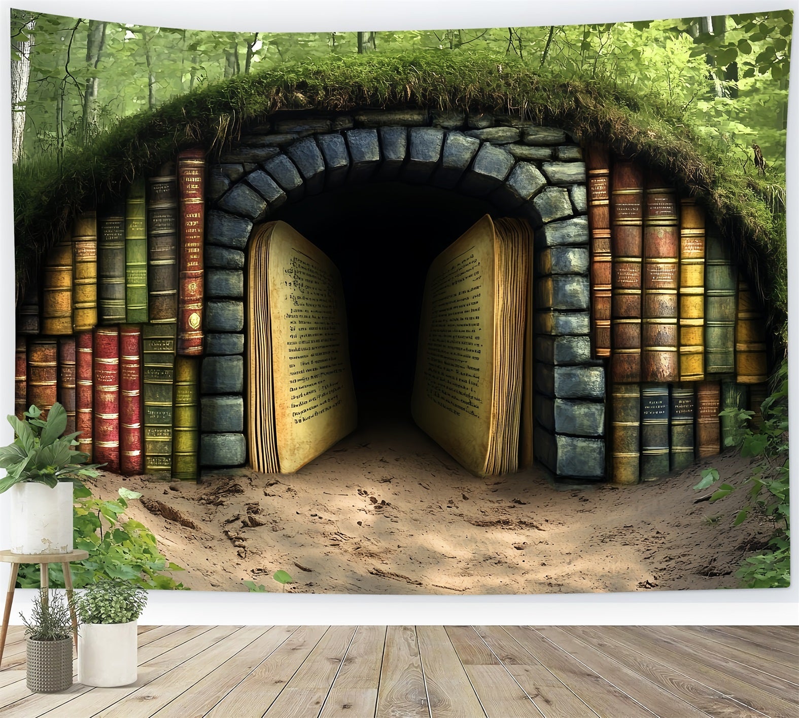 BuchFoto Hintergrund Waldtunnel Antike Seiten zurück zu Schule Hintergründe CSH58-113