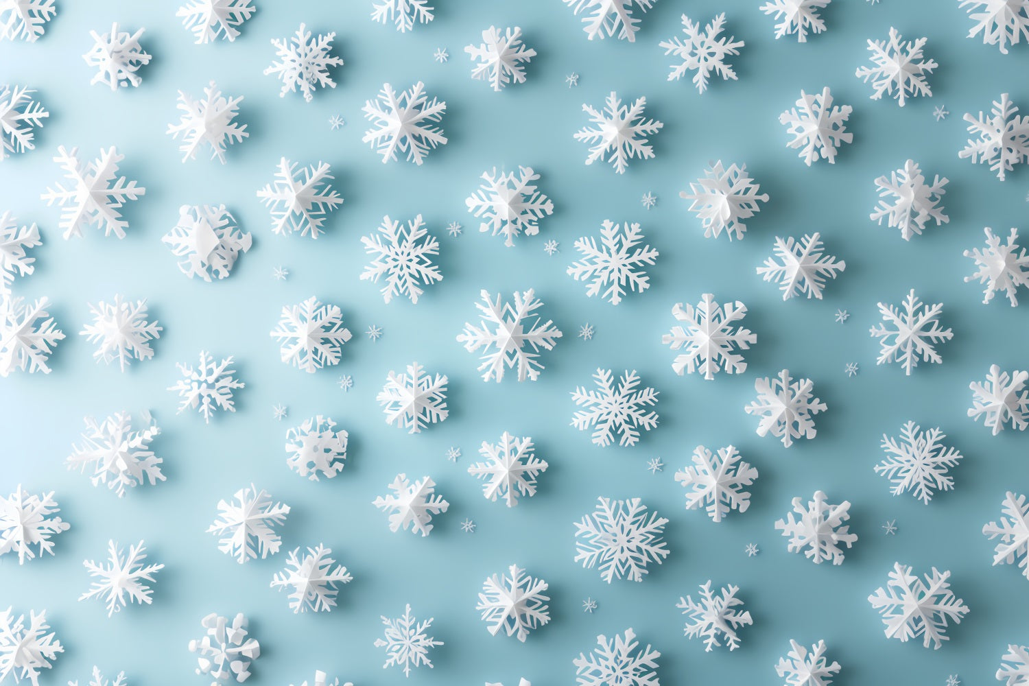 Schneeflocken Backdrop 3D weiße Schneeflocken auf Aqua Fotohintergrund Winter Studiohintergrund CSH58-19