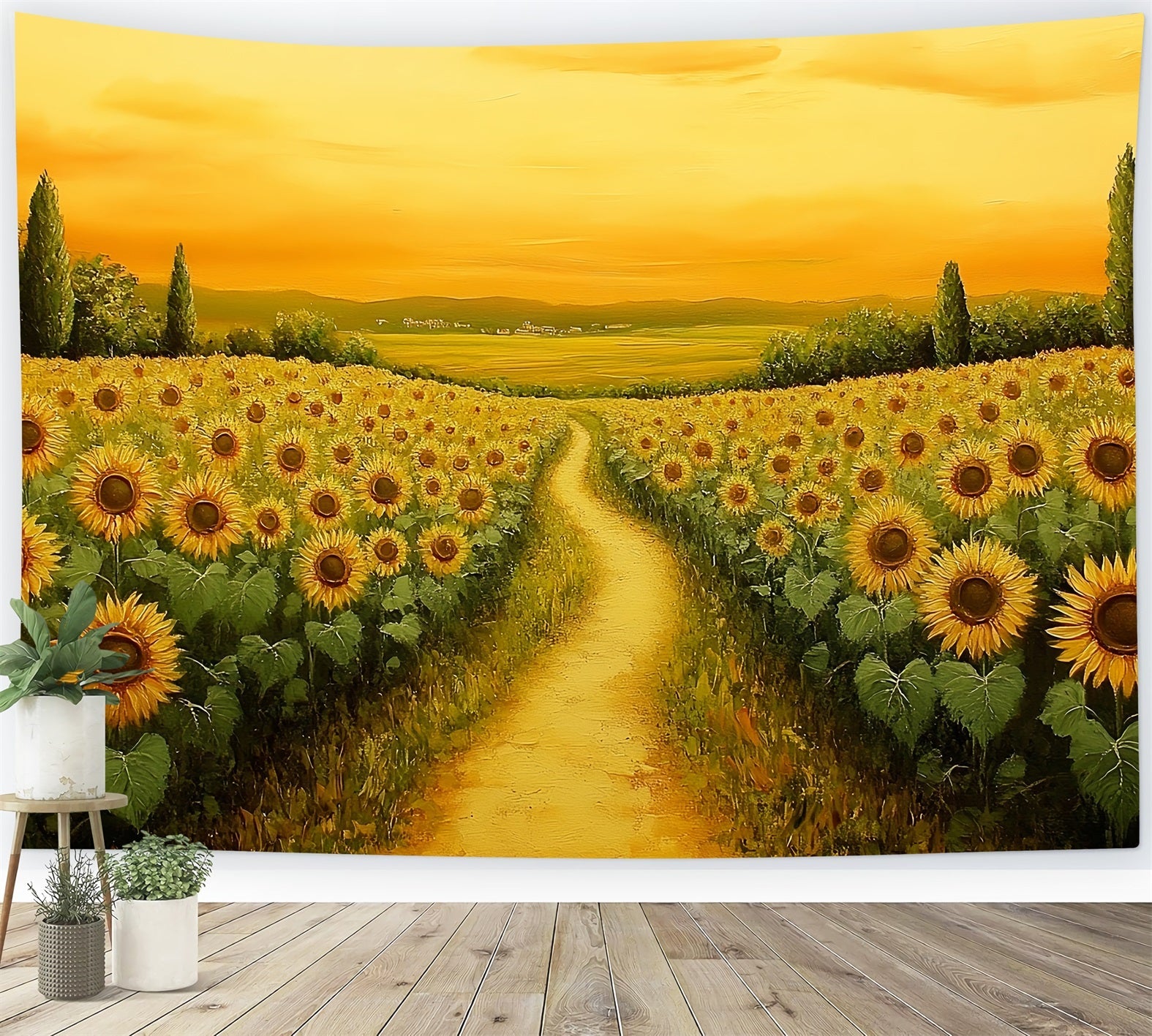 Herbst-Sonnenblumen-Hintergrund Goldener Sonnenuntergang Sonnenblumenweg Herbst Fotohintergrund CSH58-218