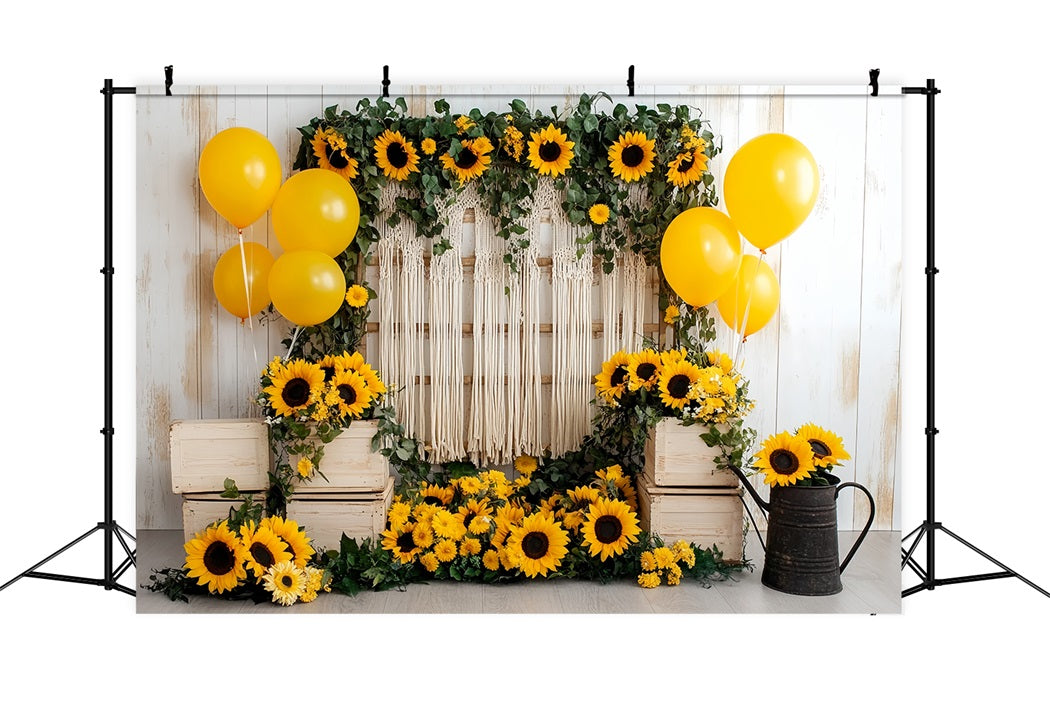 Herbst-Sonnenblumen-Hintergrund Boho-Sonnenblumen-Ballondeko Herbst Foto Hintergründe CSH58-219