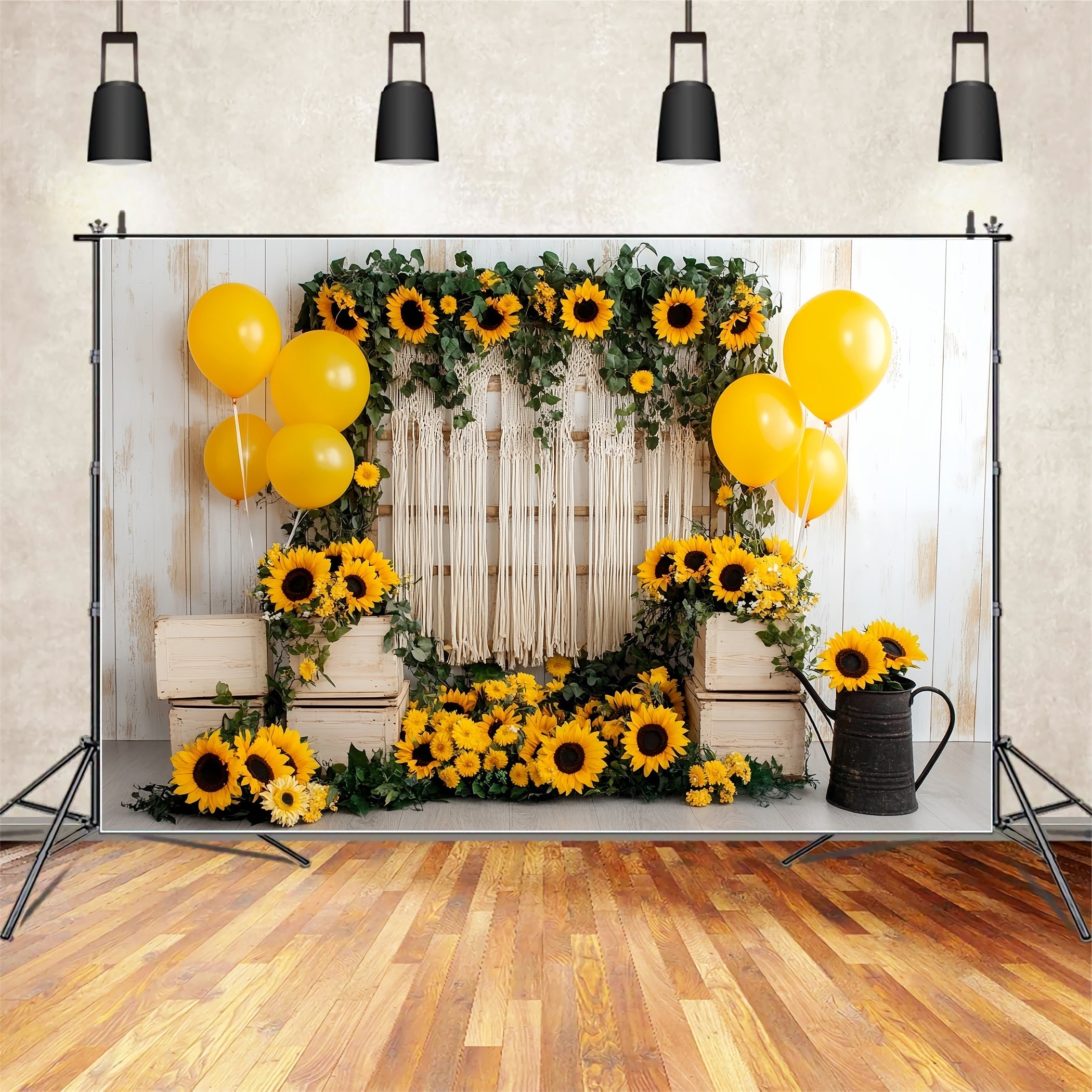 Herbst-Sonnenblumen-Hintergrund Boho-Sonnenblumen-Ballondeko Herbst Foto Hintergründe CSH58-219
