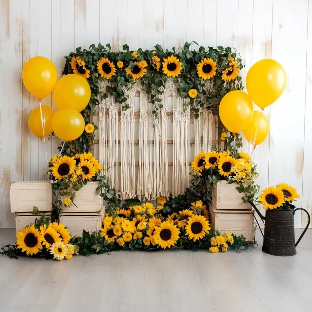 Herbst-Sonnenblumen-Hintergrund Boho-Sonnenblumen-Ballondeko Herbst Foto Hintergründe CSH58-219