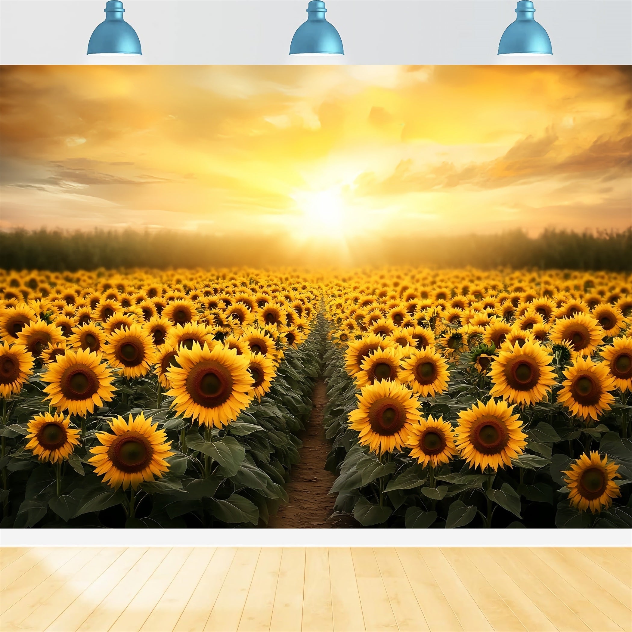 Herbstlicher Sonnenblumenhintergrund Blumenfeld Goldener Horizont Herbstfotografie-Hintergründe CSH58-220