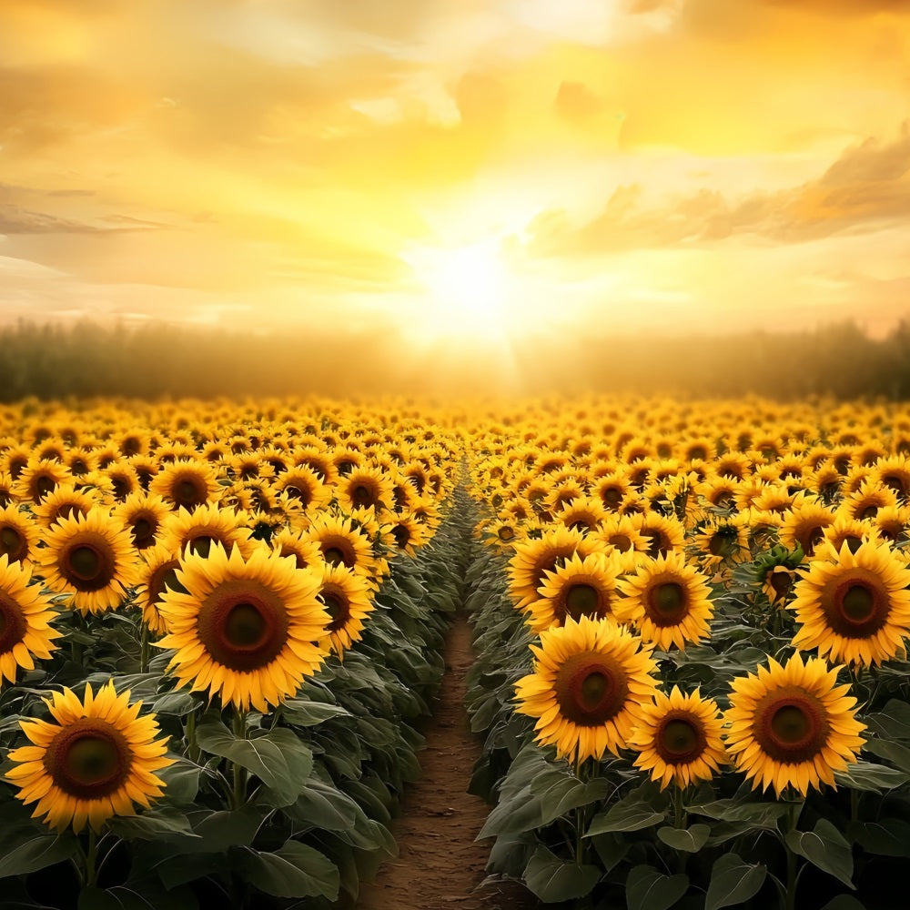 Herbstlicher Sonnenblumenhintergrund Blumenfeld Goldener Horizont Herbstfotografie-Hintergründe CSH58-220