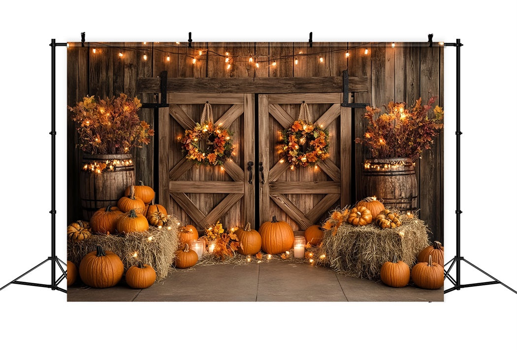 Herbstlicher rustikaler Hintergrund Holztür Kürbislichter Herbst-Fotoshooting-Hintergrund CSH58-224