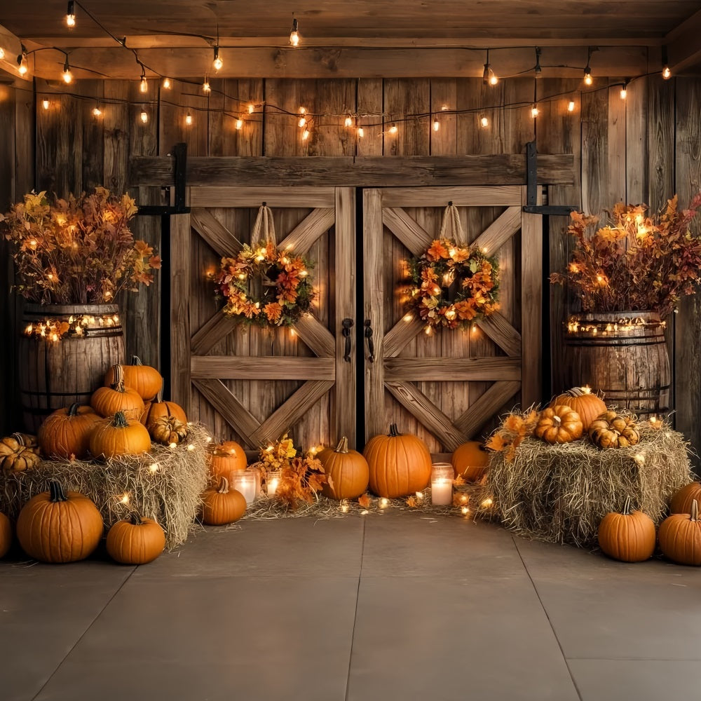 Herbstlicher rustikaler Hintergrund Holztür Kürbislichter Herbst-Fotoshooting-Hintergrund CSH58-224