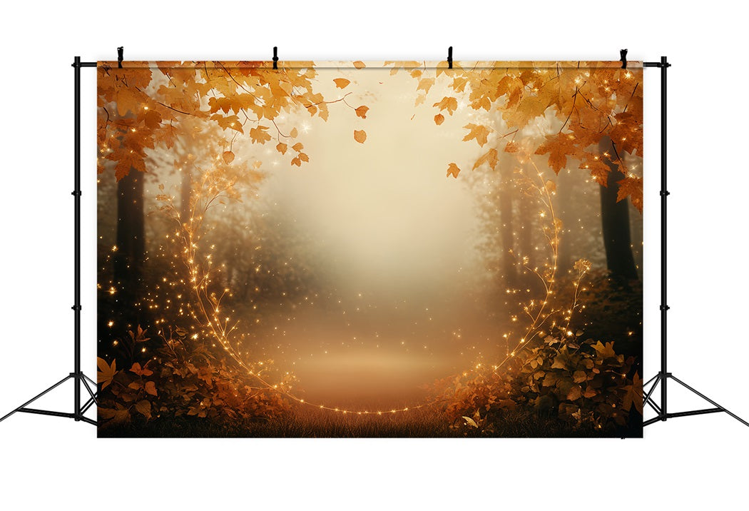 Herbst-Naturkulisse Goldene Blätter Funkelnder Kreis Herbst Fotohintergrund CSH58-227