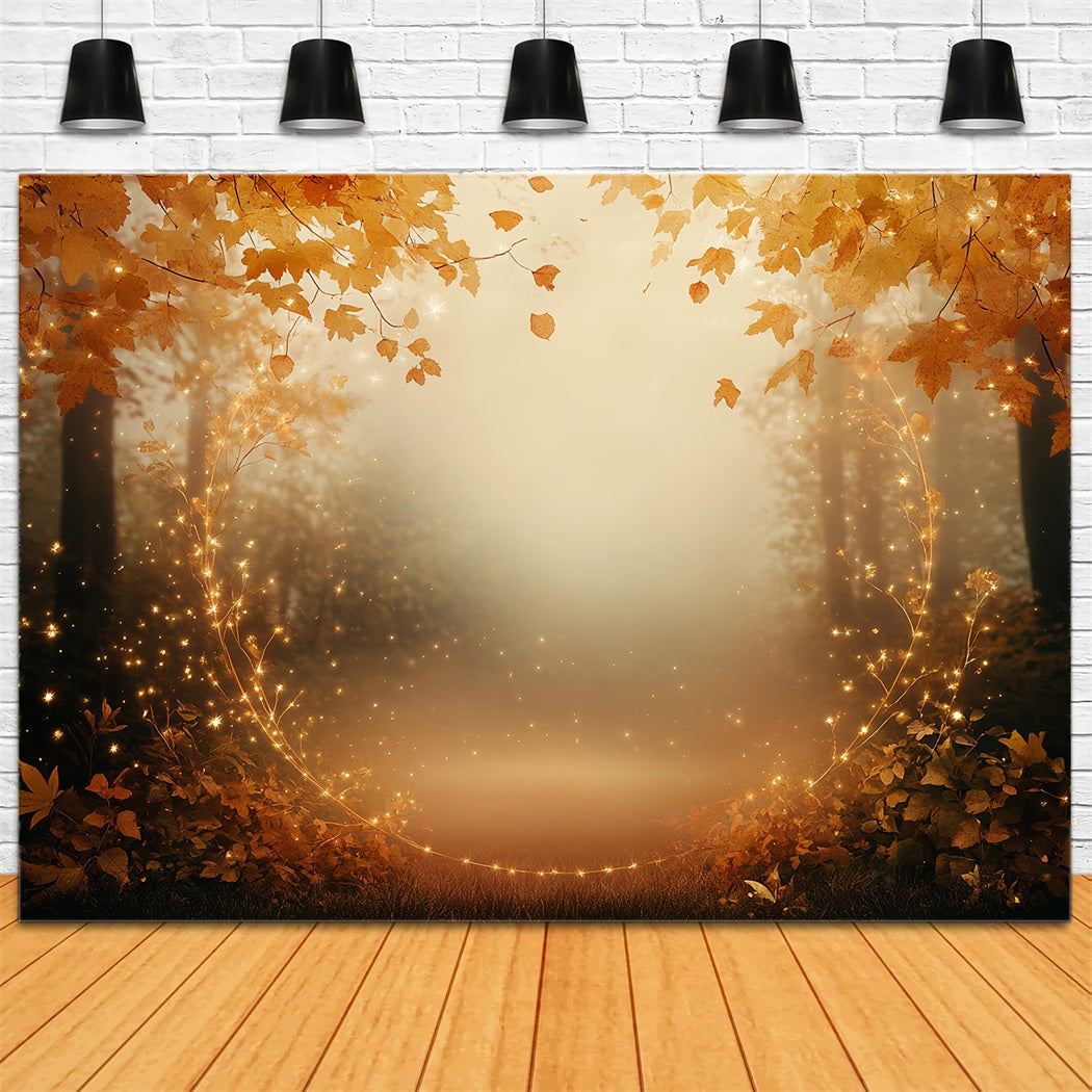 Herbst-Naturkulisse Goldene Blätter Funkelnder Kreis Herbst Fotohintergrund CSH58-227