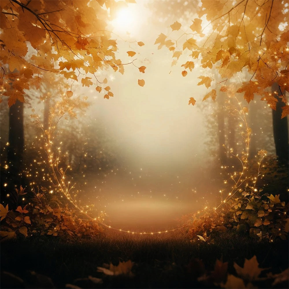 Herbst-Naturkulisse Goldene Blätter Funkelnder Kreis Herbst Fotohintergrund CSH58-227
