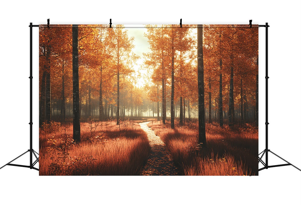 Herbst-Naturkulisse Sonniger Weg Goldener Wald Herbst Fotohintergrund CSH58-229