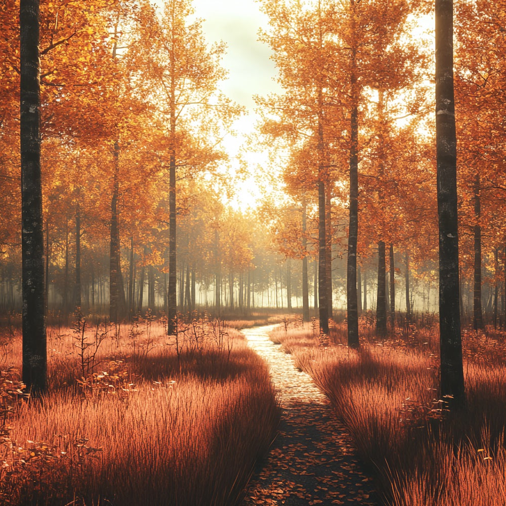 Herbst-Naturkulisse Sonniger Weg Goldener Wald Herbst Fotohintergrund CSH58-229